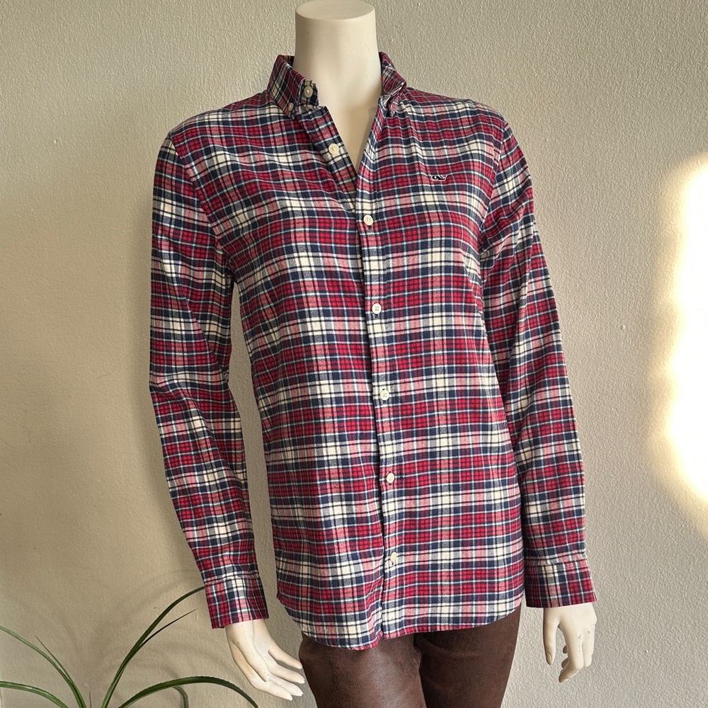 Vineyard Vines Red and Blue Plaid Button Down Shirt, NWT